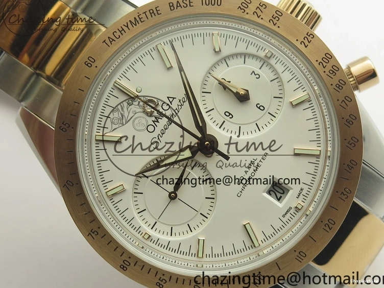 0327 Thermal Speedmaster ’57 Co-Axial SS RG OMF 1:1 Best Edition White Dial On SS RG Bracelet A9300 (Free Leather Strap) 8074